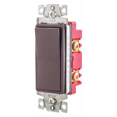 BRYANT Wall Switch: Rocker Switch, 4-Way, Maintained, Brown, 120/277V AC - Rocker Wall Switches