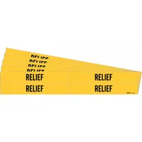 Pipe Marker: Relief, Yellow, Black, Fits 3/4 to 2 3/8 in Pipe O.D., 4 Pipe Markers, 5 PK (MPN 7239-4-PK)