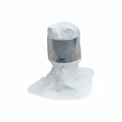 This hood with suspension is a component of a supplied-air respirator (SAR) system, designed for use in industrial environments where respiratory protection against dust, fumes, or chemical exposure is required. It features a universal headgear size and includes the hood and suspension assembly.