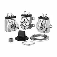 Electric thermostat for temperature regulation in HVACR systems. Suitable for use in ovens, furnaces, and process equipment requiring precise electric temperature switching. Direct replacement for compatible controls.