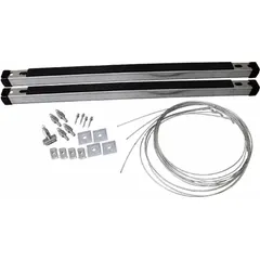 This strut and mounting kit is designed for supporting round ducts in HVAC systems. It includes steel struts with a nitrile seal material to dampen vibration. Compatible with 3/8 in threaded rods, the kit provides a 600 lb load capacity for ducts up to 32 inches in diameter.