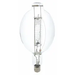This 1000W metal halide HID lamp features a BT56 shape and Mogul Screw (EX39) base, operating at 263V with a 3500K color temperature. Designed for vertical base up +/-15° orientation, it is suited for high-bay lighting in industrial and commercial spaces such as warehouses and factories.