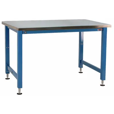 BENCHPRO Workbench: Adj Ht, Stainless Steel, 72 in x 30 in, 1,000 lb Overall Load Capacity - Open-Base Workstations