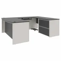 BESTAR U-Shaped Office Desk: Sandstone, 71 1/8 in Overall Wd, 92 5/8 in Overall Dp, Slate (MPN 93865-59)