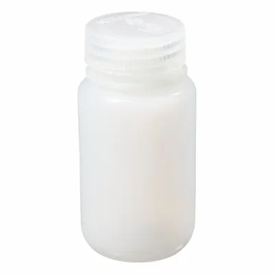 NALGENE Laboratory Bottle: HDPE, 125 mL, 4 fl oz, Closure Included, Natural, 38 mm - HDPE Wide Mouth Round Lab Bottles