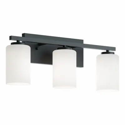 AFX INC. Decorative Vanity: Black, 60 W, 120V AC, Dimmable, 22 in Lg, 5 1/2 in Wd - Leo Vanity Lights