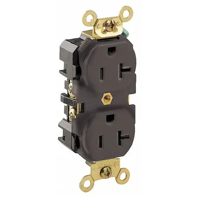LEVITON Receptacle: Duplex, 5-20, Brown, 125V AC, 20 A, 2 Pole / 3 Wire (MPN 5362) - General Purpose Receptacles