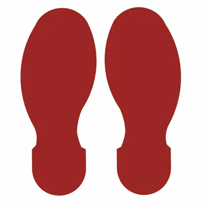 BRADY Floor Marking Tape: Footprint, Solid, Red, No Legend, 3 1/2 in x 10 in - Footprint-Shaped Floor Marking Tape