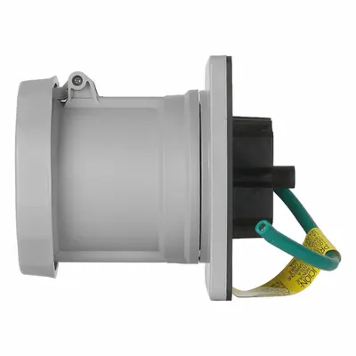 LEVITON Pin and Sleeve Receptacle: Gray, 277/480V AC, Three Phase, 100 A, 4 Pole - Marine Environment Receptacles
