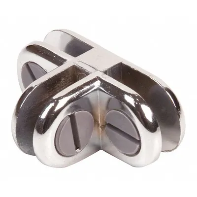 ECONOCO Glass Binning Connector 3-Way: 2 in Overall Ht, 1/2 in Overall Wd, 1 in Overall Dp - Connection Hardware for Compartmented Glass Shelving