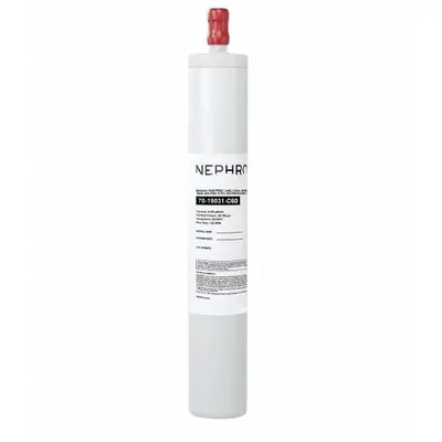 NEPHROS Carbon Block Filter: 1 micron, 1.6 gpm, 3,145 gal, 17 in Overall Ht - Quick-Connect Drinking Fountain & Beverage Machine Water Filters