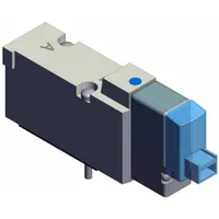 Solenoid Air Control Valve: Five-Way / Two-Position, SYJ5000, Single Solenoid, 24V DC, Plug-In (MPN SYJ5140-5LOZ)