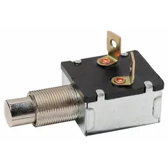 This miniature push button features a momentary action and a non-metallic push button material. The extended profile design suits applications requiring a temporary contact closure, such as machine start or test functions in industrial control panels. The switch has a 16 mm mounting size.