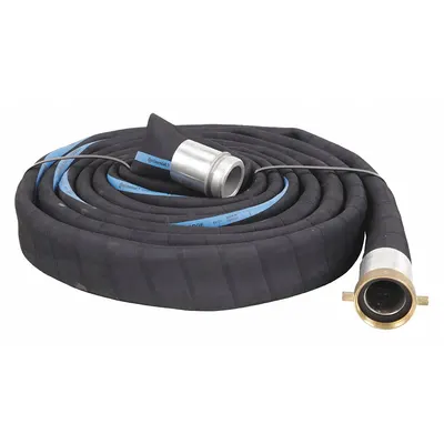 CONTINENTAL Water Discharge Hose: 3 in Hose Inside Dia., 125 psi, Black, 3 in x 3 in Fitting Size - EPDM Water Suction & Discharge Hose Assemblies with Spiral-Plied Synthetic Fabric Reinforcement