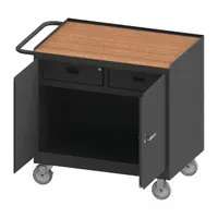 DURHAM MFG Mobile Cabinet Workbench: 36 in x 24 in, Hardboard, 1,200 lb Overall Load Capacity, Gray (MPN 3116-TH-95)