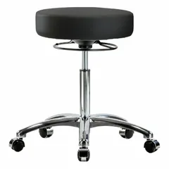 APPROVED VENDOR Vinyl Lab Stool, Height Range 21 1/4 in to 28 3/4 in, 17 in Seat Width, 17 in Seat Depth, Aluminum Base, 5 Casters
