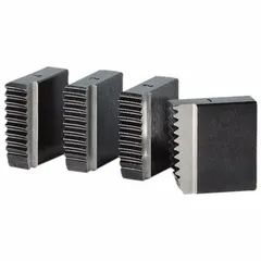 Set of 4 pipe dies for cutting 1 1/2 in NPT right-hand threads on conduit. Designed for use with manual and handheld power threaders in electrical and plumbing installations.