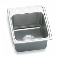 ELKAY Bowl Drop-In Sink: 22 in Overall Lg, 17 in Overall Wd, 10 in Bowl Dp, 13 1/2 in Bowl Lg, 18 ga (MPN DLR1722103)