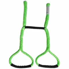 Polyester transformer sling with 3/4 in rope diameter, adjustable from 24 in to 4 1/8 ft. Green color. Used for lifting and rigging transformers and other heavy industrial loads in maintenance, installation, and repair operations.