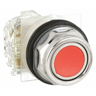 SCHNEIDER Flush Push Button Operator: Non-Illuminated, Flush Profile, Metallic, 30 mm - Flush-Mount Push Buttons