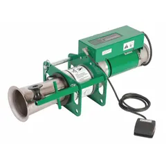 The GREENLEE UT10-2S is a 115V AC cable puller with a maximum continuous pulling force of 6,500 lbf and a maximum speed of 16 fpm. It is designed for pulling cables through conduit or tray in industrial and commercial installations.
