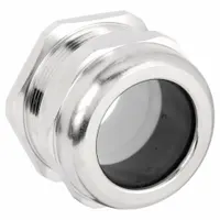Straight metallic cable grip with brass body and silver finish. M32 box connection, accepts cord diameters 13 mm to 20 mm, 31 mm length from box to end. IP69 rated for washdown environments. Used to secure and seal cables entering enclosures or junction boxes