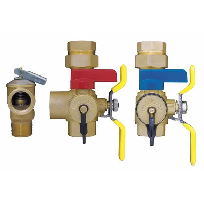WEBSTONE Tankless Water Heater Service Valve: 1 in, Brass, 150 psi Max. Op Pressure - Brass Tankless Water Heater Service Valves
