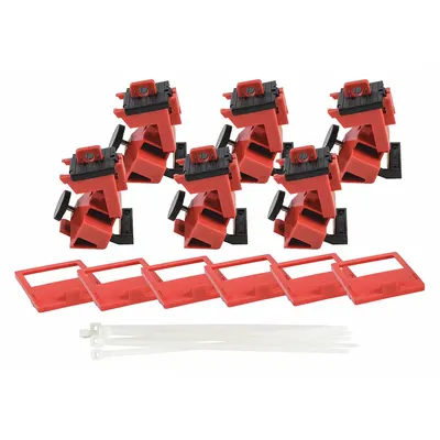 BRADY Clamp-On Circuit Breaker Lockout, 480/600V AC, 6 PK - Clamp-On Circuit Breaker Lockouts
