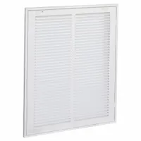 Filtered Return Air Grille: Louvered Grille, White, Powder Coated, Steel, 22 5/8 in H, 16 5/8 in W