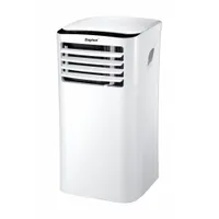 Indoor portable air conditioner for cooling only. Covers spaces of 100 to 150 square feet. Operates on 115V AC and delivers 9000 BtuH cooling capacity. Includes an air filter