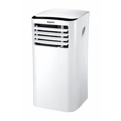 Indoor portable air conditioner for cooling only. Covers spaces of 100 to 150 square feet. Operates on 115V AC and delivers 9000 BtuH cooling capacity. Includes an air filter.