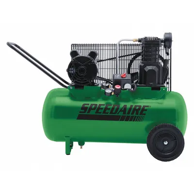 SPEEDAIRE Portable Air Compressor: Oil Lubricated, 15 gal, Horizontal, 2 hp, 5.5 cfm @ 90 psi - Wheeled Portable Electric Air Compressors