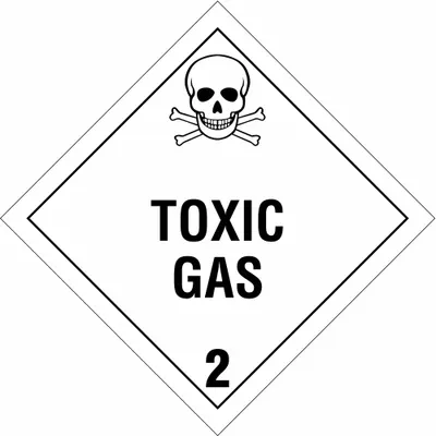 BRADY Container Placard: Toxic Gas 2, 10 3/4 in x 10 3/4 in, 10 3/4 in Label Ht - Class 2: Gases