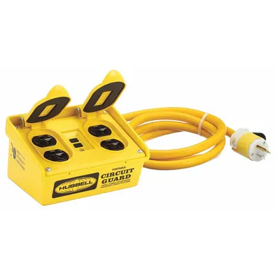 HUBBELL WIRING DEVICE-KELLEMS GFCI: Manual Reset, 6 ft Lg, 14/3, 5-15P Plug - Plug-In GFCI Cords