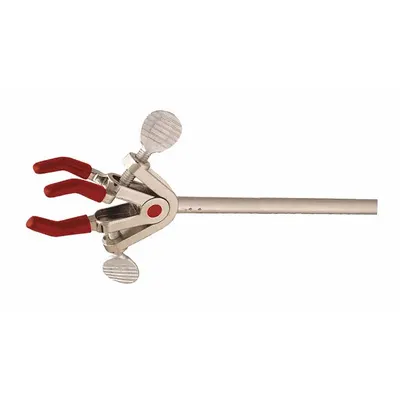 OHAUS Single Clamp: Dual Adjust Clamp, Zinc, 8 3/4 in Overall Lg, 3 Prongs - Lab Clamps