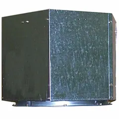 This galvanized steel discharge cap is designed for use with 54-inch tubeaxial fans. It includes an integrated damper to control airflow and prevent backdraft. Suitable for industrial ventilation and exhaust systems where directional discharge is required.