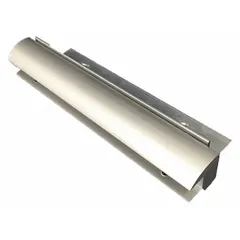 This steel exit sign wing bracket features a satin anodized silver finish and a 1/5 in slot width. It is designed for mounting exit signs on a 3 in x 4 ft pole with a flat mounting disc. Suitable for use in industrial facilities, warehouses, and commercial buildings to support clear egress signage.