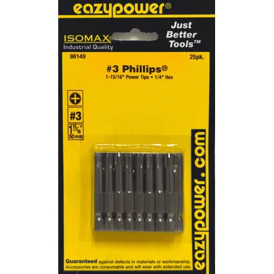 EAZYPOWER Driver Bit: Power Bit, Imperial, PH3 Bit Industry Size, #3 Bit Size, Std - Power Bits