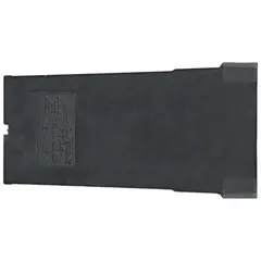 This plastic shelf bin divider measures 3 inches by 7 1/2 inches and is black in color. It is not electrostatic discharge conductive. Designed for use with compatible storage bins, it helps separate and organize small parts in warehouses, workshops, and industrial facilities.