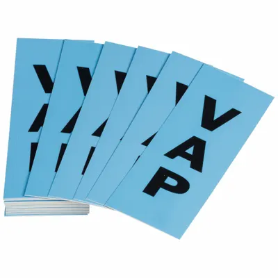 BRADY Pipe Marker Label Kit: VAP, Blue, Black, Fits 8 in and Larger Pipe O.D. - Brady Pipe Marking Labeling Kit Replenishment Labels