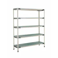 METRO Plastic Industrial Shelving: 18 in x 60 in, 74 in Overall Ht, 5 Shelves, Antimicrobial (MPN 5X367GX3)
