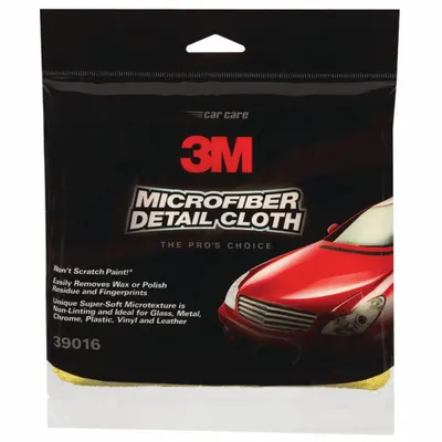 3M Microfiber Detailing Cloth: Detailing Cloth, Nylon/Polyester, Yellow - Vehicle Wash & Drying Pads & Chamois