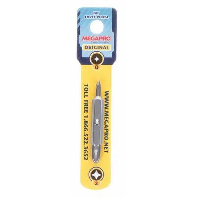 MEGAPRO Double Ended Driver Bit: Imperial, Hand, #0 – Phillips Bit Size and Type Side 1 - Double-Ended Driver Bits