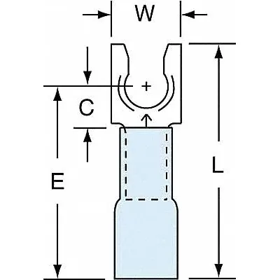 3M Fork Terminals: Blue, Heat Shrink, #8 Stud Size, 16 AWG – 14 AWG Wire Range - Insulated Fork Terminals with Heat Shrink
