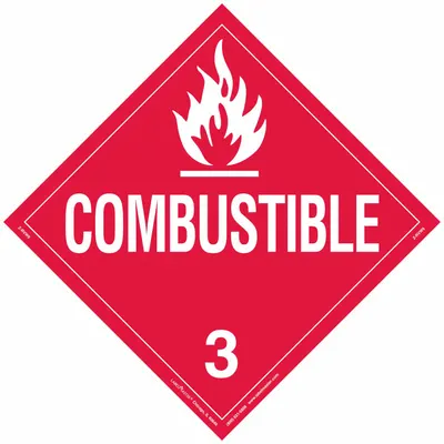 LABELMASTER Combustible Liquid Placard: Combustible, 10 3/4 in x 10 3/4 in, Vinyl, 25 Labels - Class 3: Flammable Liquids