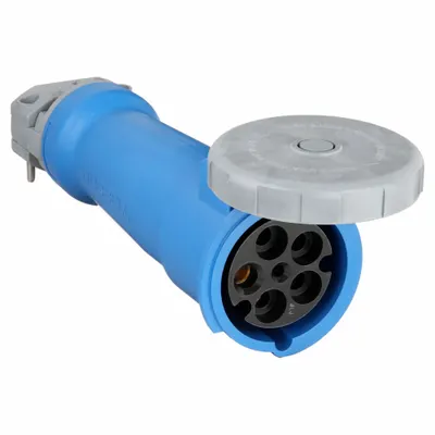 HUBBELL Pin and Sleeve Connector: Blue, 120/208V AC, Three Phase, 100 A, 4 Pole - Washdown-Rated Connectors