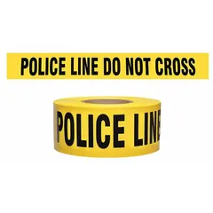 APPROVED VENDOR Police Line Do Not Cross Barrier Tape, 3 in x 1000 ft, Polyethylene, Black on Yellow