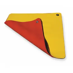 Self-sealing drain cover seal made of polyurethane in orange/yellow. Measures 24 in L x 24 in W and fits drains up to 18 in L x 18 in W. Used to seal industrial drains during maintenance, repair, or spill containment to prevent liquids from entering drainage systems.