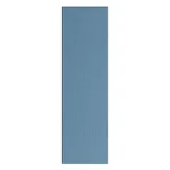 This pilaster is a structural column for commercial bathroom partitions. It measures 82 inches in height, 24 inches in width, and 1 inch in thickness. The polymer inner core is finished with a blue pebble texture. It provides support and privacy in restroom stall configurations.