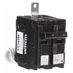 Single-pole, bolt-on miniature circuit breaker rated 20 A at 120/240V AC, with shunt trip for remote switching. Part of the BL Series, it provides overcurrent protection and is designed for use in Siemens P1 panelboards. Maximum AIR rating is 10 kA at 120V AC.